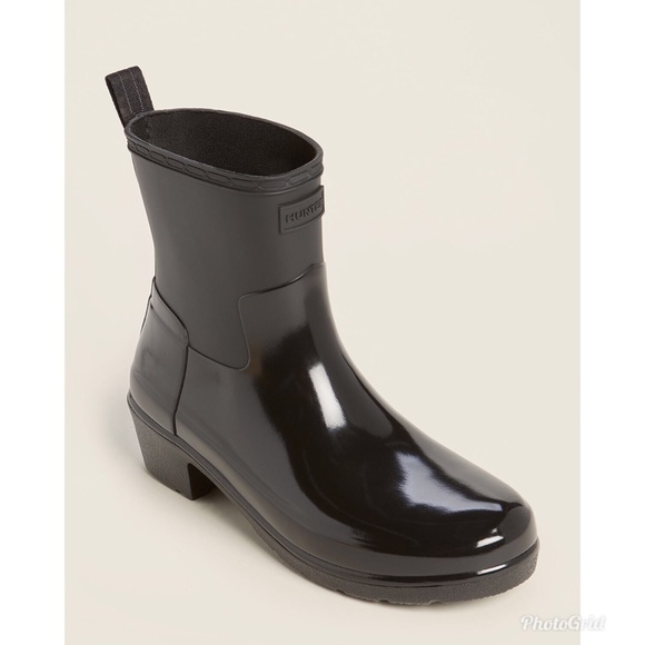 hunter refined low heel ankle biker rain boots